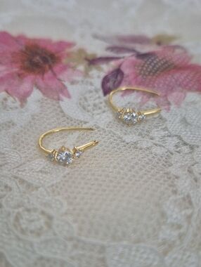 Gold Vermeil 0.3ct  Trio Hoop Earrings - Elegant Women Jewelry